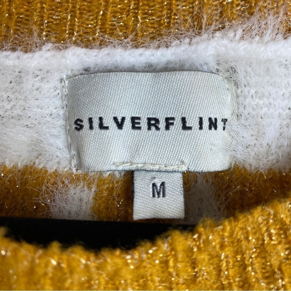Silverflint Fairisle Soft Cozy Crew Neck Knit Sweater Medium Navy Mustard Yellow - Picture 12 of 12